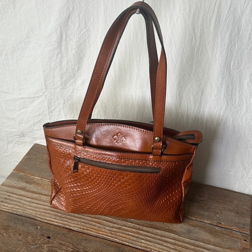Patricia Nash Woven Leather Shoulder Bag in Warm Brown - Picture 3 of 10
